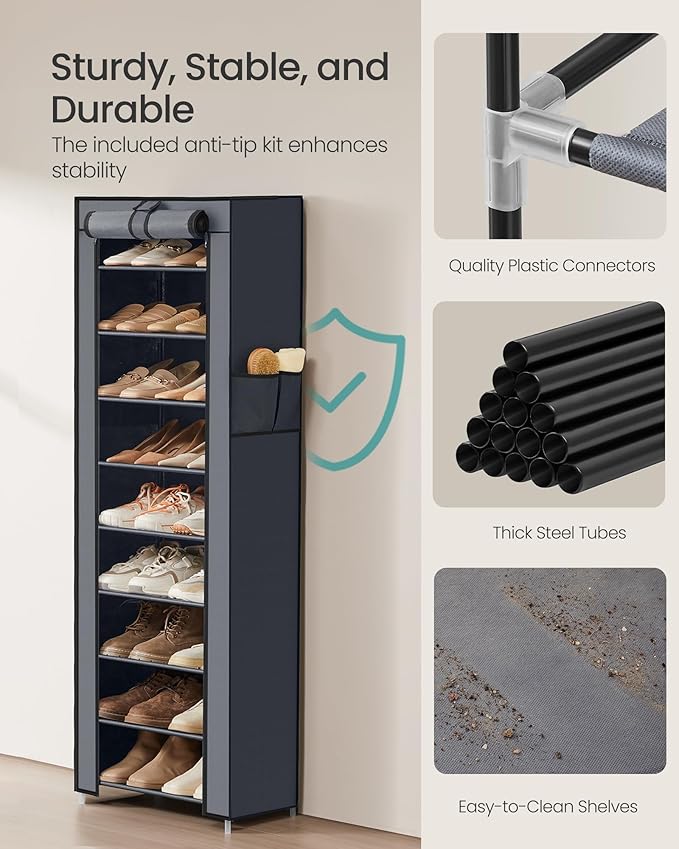 SONGMICS 10-Tier Shoe Rack, Shoe Storage Cabinet - Image 6