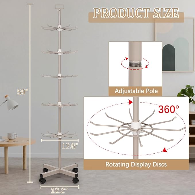 Exttlliy Retail Display Stand Store Display Rack 5 Tier Metal Spinning Display - Image 3
