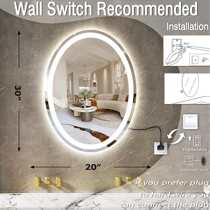 30 x 20 Inch Oval Vanity Mirror - Image 6