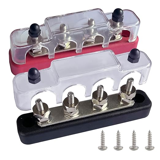 4 x #10 Studs Bus Bar, Ampper 4.2" Power/Ground Distribution Block Brass - Image 2