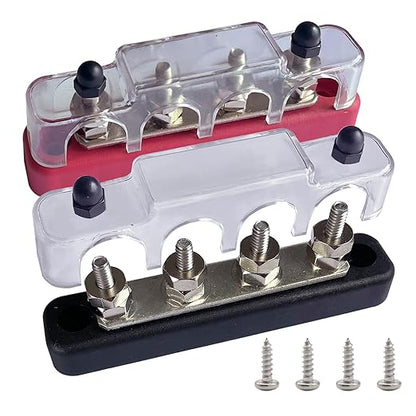 4 x #10 Studs Bus Bar, Ampper 4.2" Power/Ground Distribution Block Brass - Image 2
