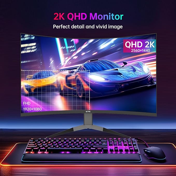 KTC 32 Inch 240Hz Curved Gaming Monitor, 2K 1440P Computer PC Monitor - Image 3
