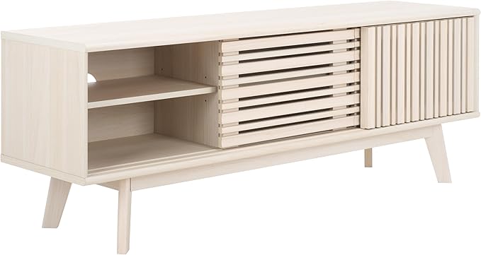 SAFAVIEH ESMA TV Stand for up to 65" Flatscreen – Bleached White, Sliding Doors - Image 3