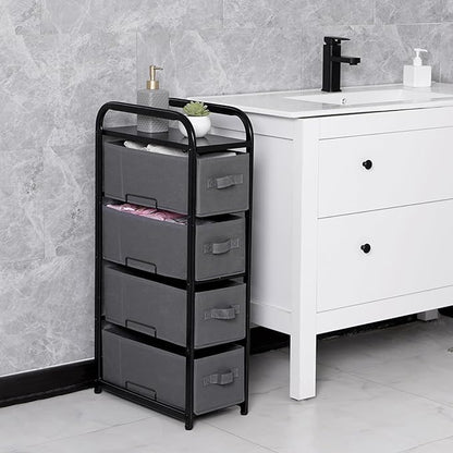 MAX Houser 4 Drawer Narrow Dresser Fabric Storage Tower Vertical Slim Storage - Image 6