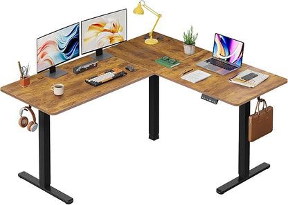 DEVAISE L Shaped Standing Desk Adjustable Height, Dual Motor Electric Corner by DEVAISE