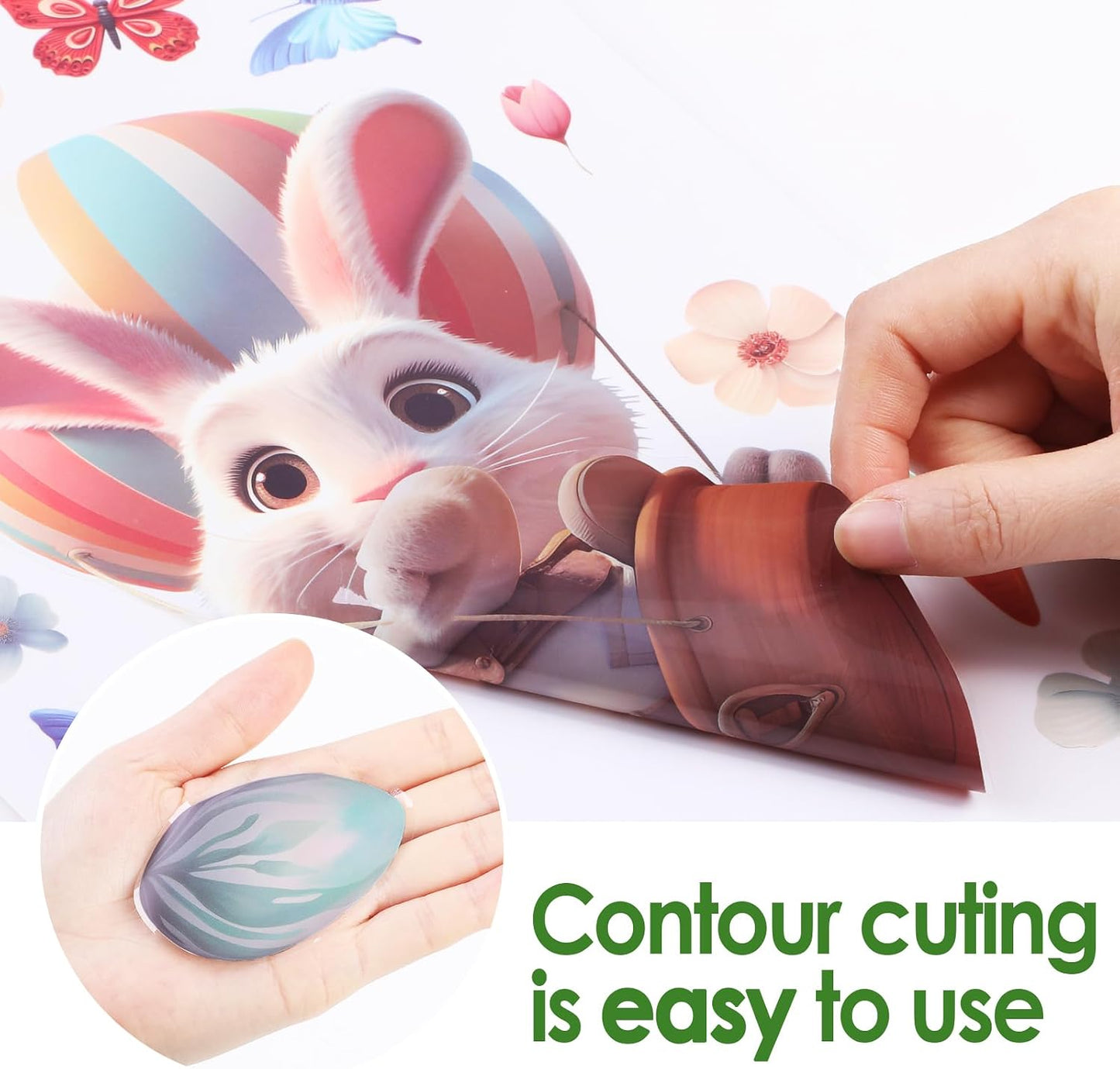 Hianjoo 87 PCS Easter Window Clings, 9 Sheets Easter Egg Window Clings Stickers for Window Decor, Double Sided Bunny Window Cling Decorations with Chick Flower Butterfly Carrot
