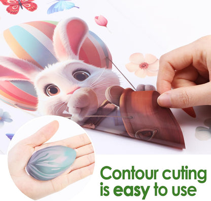Hianjoo 87 PCS Easter Window Clings, 9 Sheets Easter Egg Window Clings Stickers for Window Decor, Double Sided Bunny Window Cling Decorations with Chick Flower Butterfly Carrot