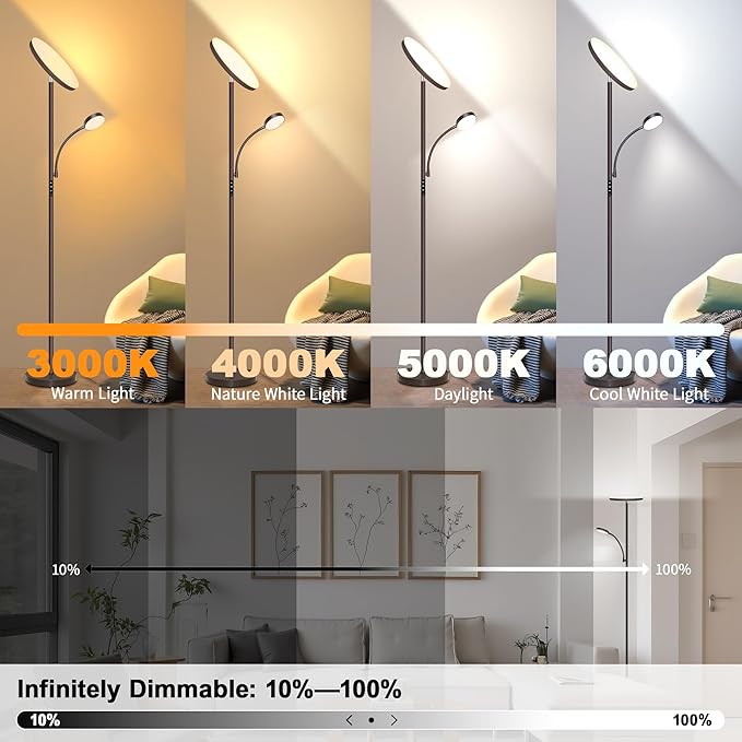 Aulaiyi Floor Lamps for Living Room, 42W Super Bright LED Floor Lamp, 2-in-1 - Image 2