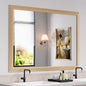 Amorho Bathroom Mirror, 50 X36 Inch Wall Mirror, Oak Wood Grain Metal Framed by Amorho