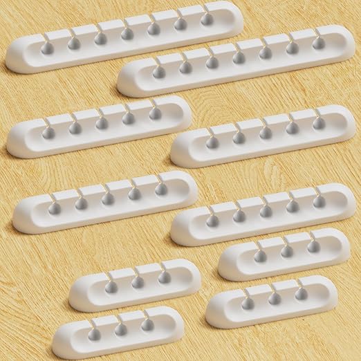 Apromisith USB Cable Organizer Clips Cord Holder, 10 Packs White Self Adhesive by Apromisith