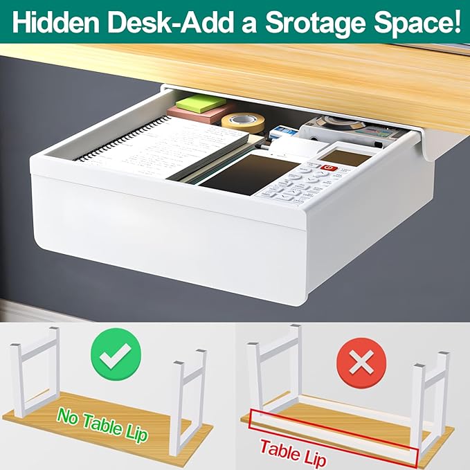 Under Desk Table Drawer Storage Organizer, Slide Out Drawer - Image 5