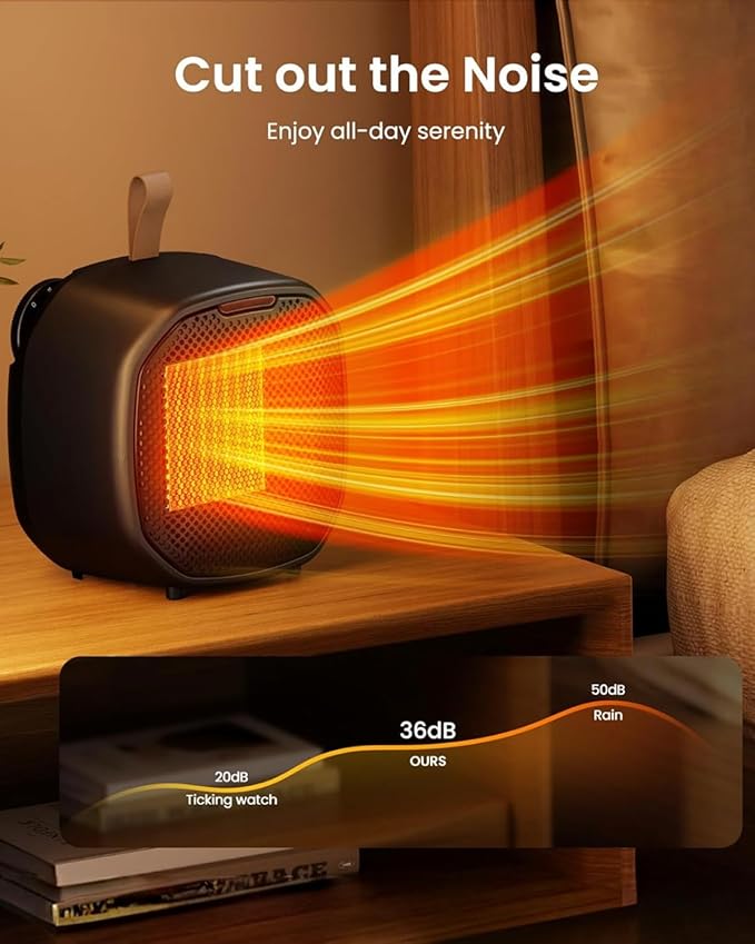 Portable Small Ceramic Space Heater w/Thermostat, 1200W Indoor Electric Space - Image 6