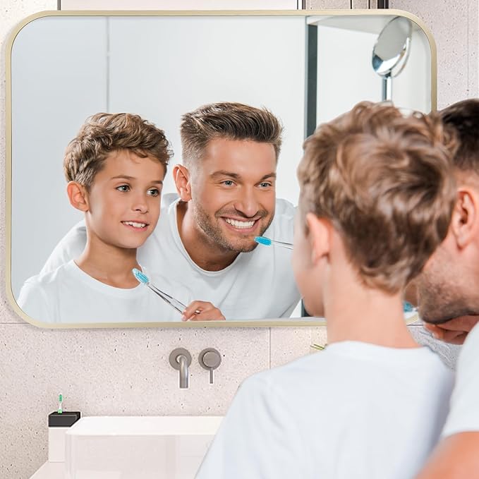 Gold Mirror, 24x36 Inch Framed Rectangle Mirror - Image 2