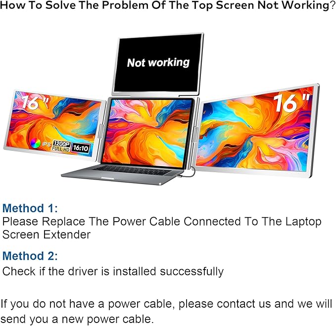 FOPO 16" Laptop Screen Extender Monitor Portable, Quad Monitor, Just 1 Cable - Image 9