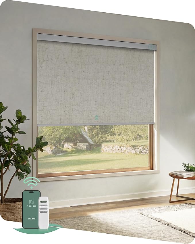Yoolax Motorized Blinds with Remote, Automatic Roller Shades Cordless Electric by Yoolax