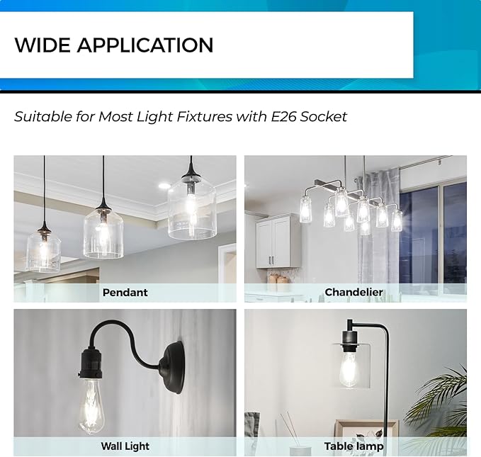 Hizashi Vintage LED Light Bulb Dimmable, 6W Equivalent 60W, E26 Base Led Edison - Image 6