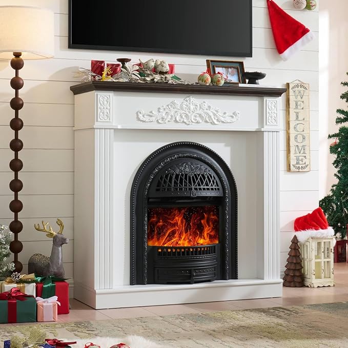 45" Electric Fireplace with Mantel, Farmhouse Electric Fireplaces TV Stand - Image 7