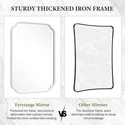 White Bathroom Vanity Mirror for Over Sink 30" x 40" Modern Rounded Corner - Image 9