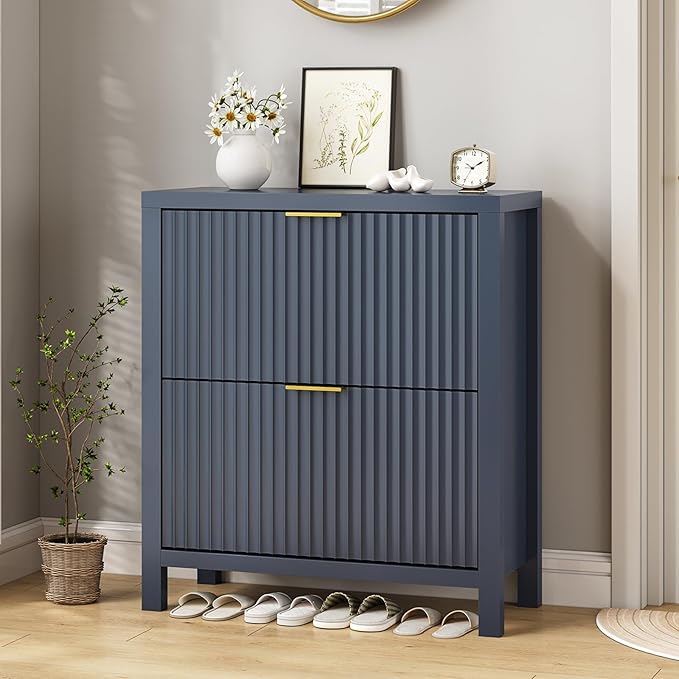 Shoe Cabinet Storage for Entryway, Fluted Shoe Cabinet - Image 3