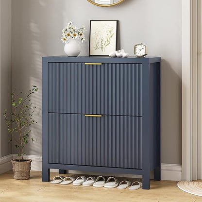 Shoe Cabinet Storage for Entryway, Fluted Shoe Cabinet - Image 3
