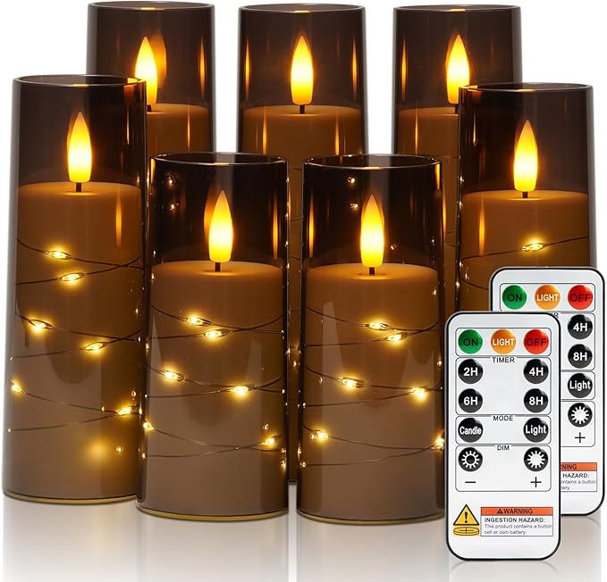 Raycare Flameless Candle with Remote Timer, 7 Flickering Acrylic Battery Oper...