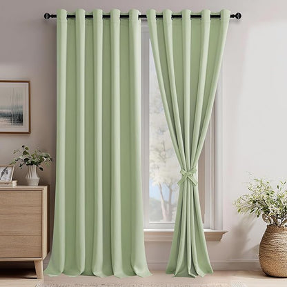JIUZHEN Light Green Blackout Curtains by JIUZHEN