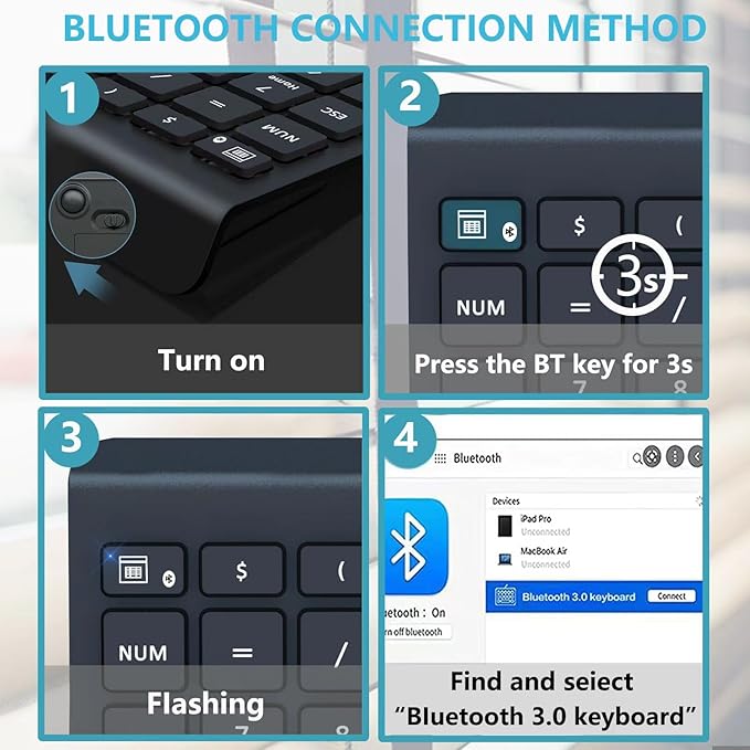 Lekvey Bluetooth Number Pad for Laptop, Wireless Numeric keypad, 28 Keys Numpad - Image 3