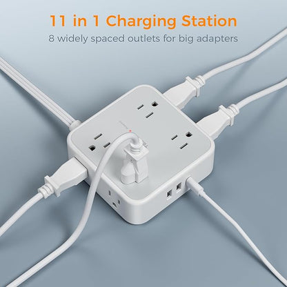 Flat Plug Long Extension Cord 25 Ft, TESSAN Power Strip Surge Protector - Image 4