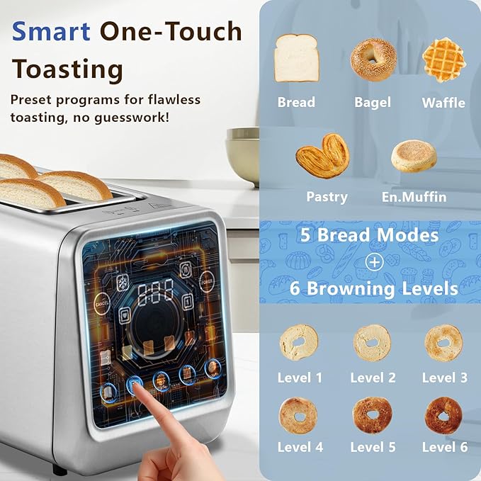 Smart Toaster 4 Slice, Touch Screen, Digital Toasters - Image 4