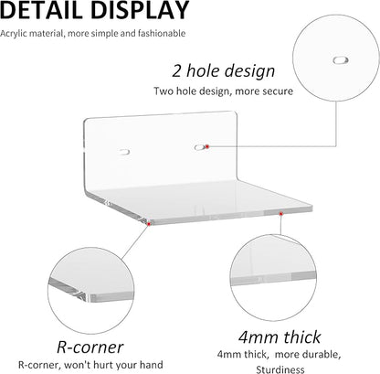 6 Inches Acrylic Small Wall Shelves 2 Pack, Floating Shelf - Image 4