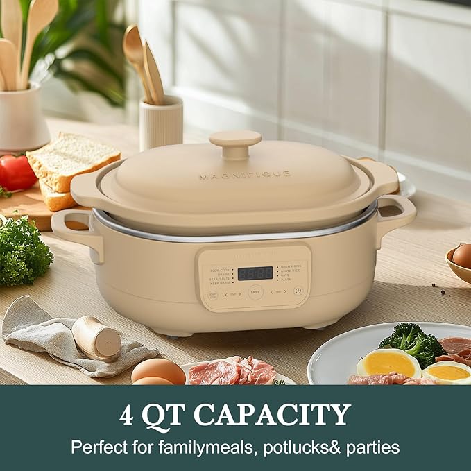 MAGNIFIQUE 4 Quart Programmable Casserole Slow Cooker, 8-in-1 Multi Cooker - Image 8