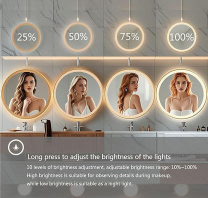 28 Inch Wall-Mounted Round Bathroom Mirror - Image 4