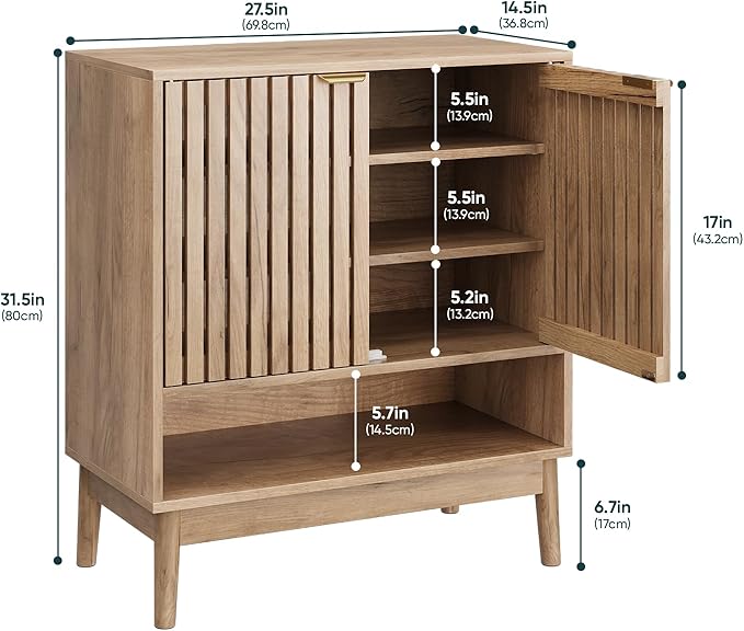 Shoe Storage Cabinet with Adjustable Shelves, Wooden Shoe Organizer, Shoes Rack - Image 2