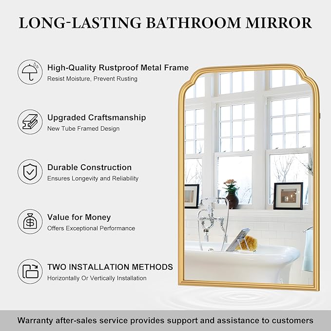 20X30 Inch Gold Bathroom Mirror - Image 7