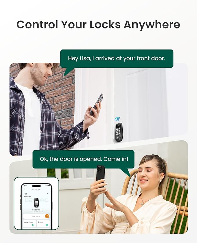 DESLOC C100 Plus Built-in WiFi Smart Lock, Keyless Entry Door Lock - Image 3