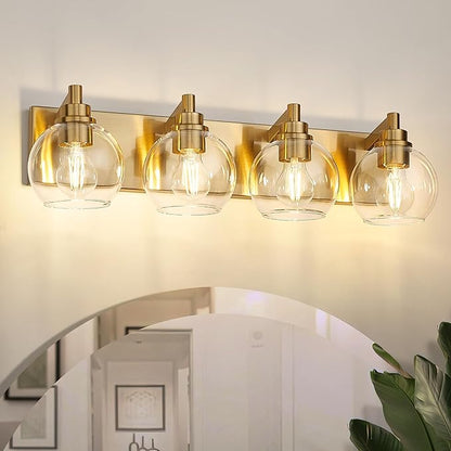 METWET Bathroom Light Fixtures, 4 Light Brushed Gold Vanity Light, 26 Inch - Image 8