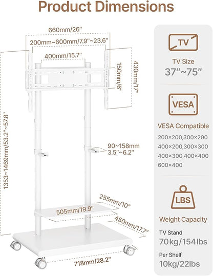 ECOTINY Steel Base Rolling TV Stand - Image 9