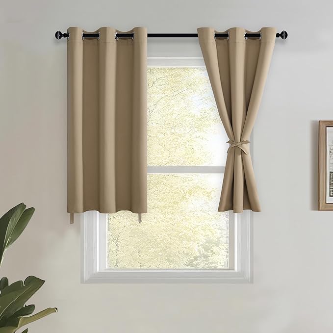 JIUZHEN Short Curtains Kitchen Half Window Blackout Curtains by JIUZHEN