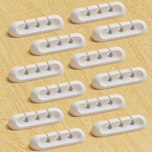 Apromisith USB Cable Organizer Clips Cord Holder, 12 Packs White Self Adhesive by Apromisith