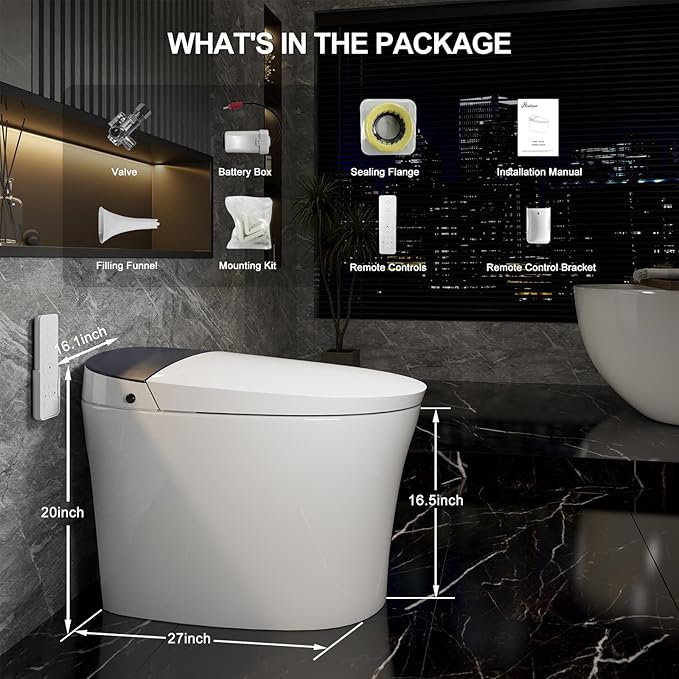 Smart Toilet with Bidet Built in, Heated Bidet, Auto Open/Close Lid, Foot - Image 8