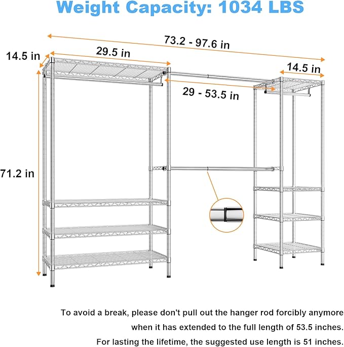 Ulif E11 Heavy-Duty Garment Rack, Metal Freestanding Clothes Rack and Closet - Image 5