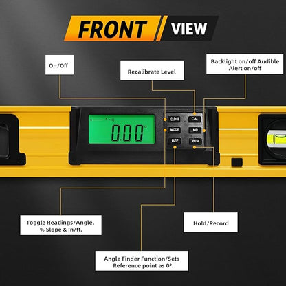 24 Inch Smart Digital Level, LCD Screen Magnetic Electronic Level Tool - Image 2