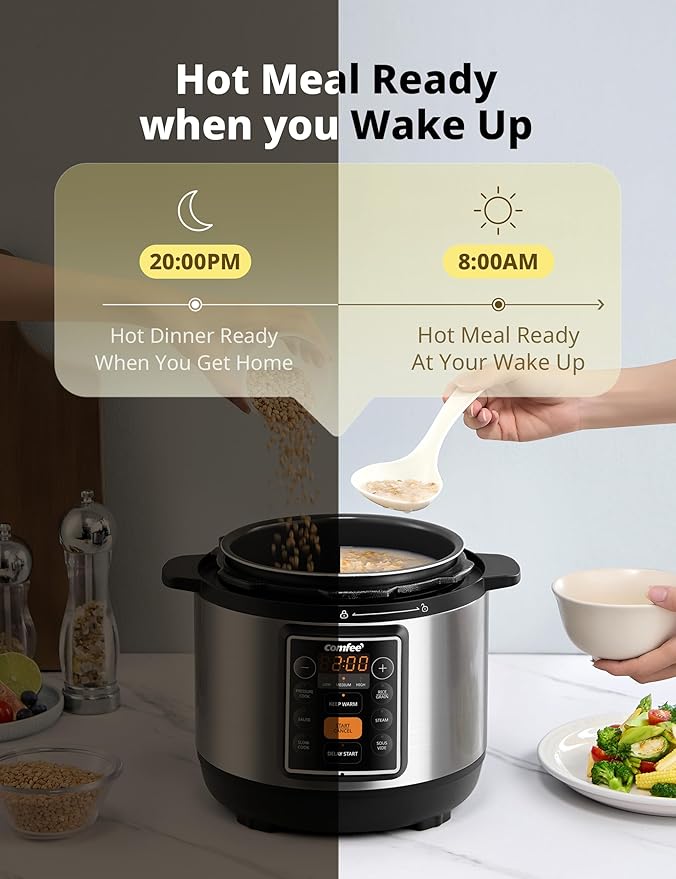 COMFEE’ 7-in-1 Small Electric Pressure Cooker, Slow Cooker, Sous Vide, 3 Quarts - Image 5