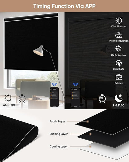 Kincmo Motorized Blinds with Remote, 100% Blackout Motorized Roller Shades Work - Image 4
