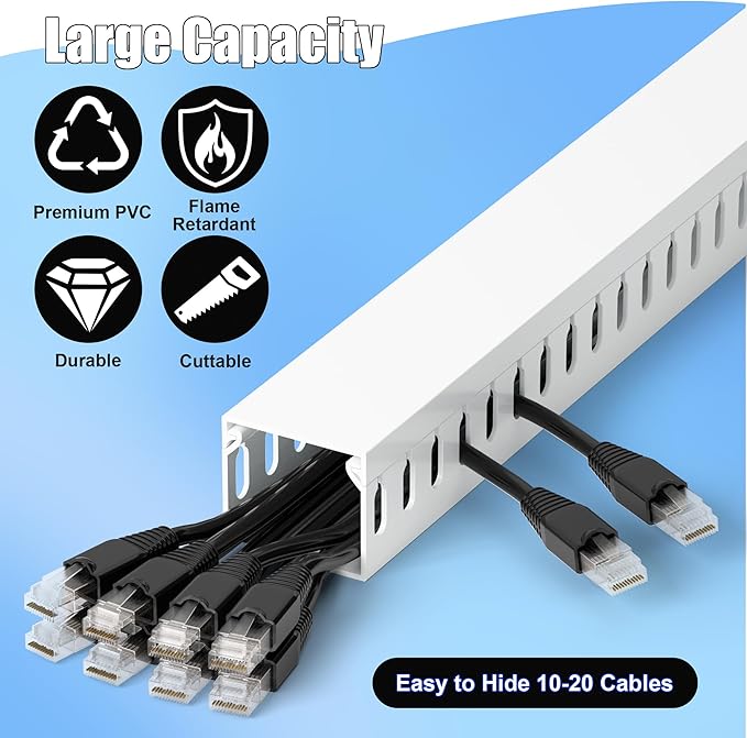 ZhiYo 66in Professional Server Rack Cable Management Raceway, H1.4in x W1.6in - Image 3