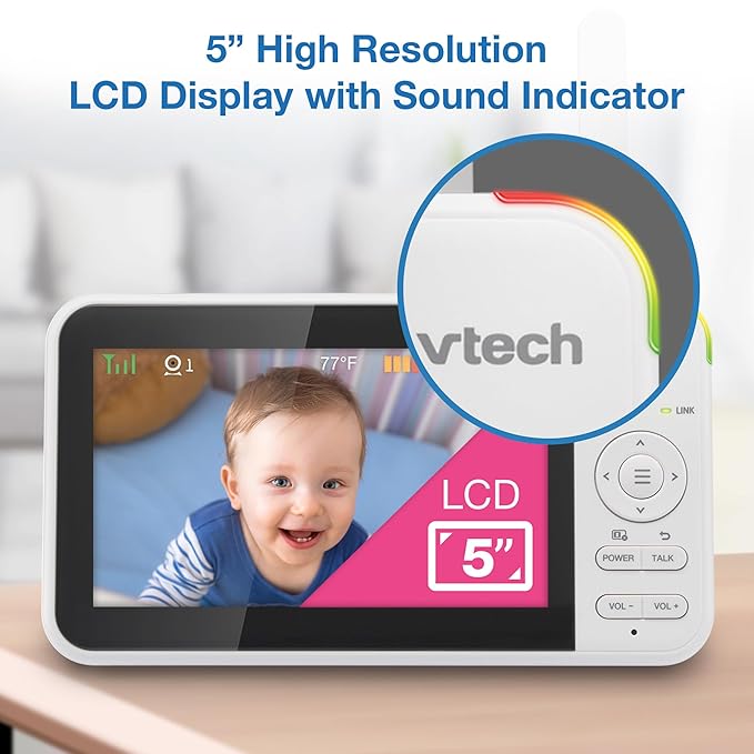 VTech Video Baby Monitor with 3 Cameras, Night Vision, 1000ft Range, - Image 7
