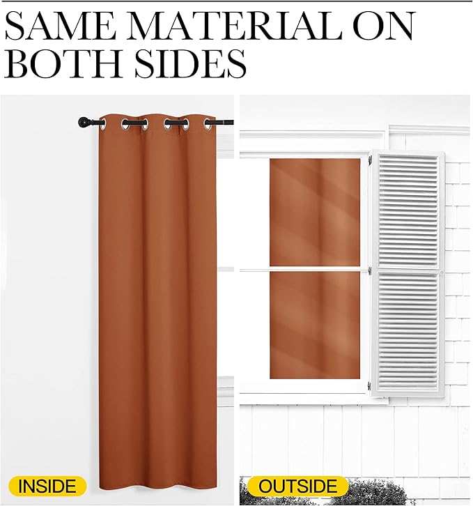 NICETOWN Blackout Curtains for RV Windows, Burnt Orange, 2 Panels, Room - Image 5