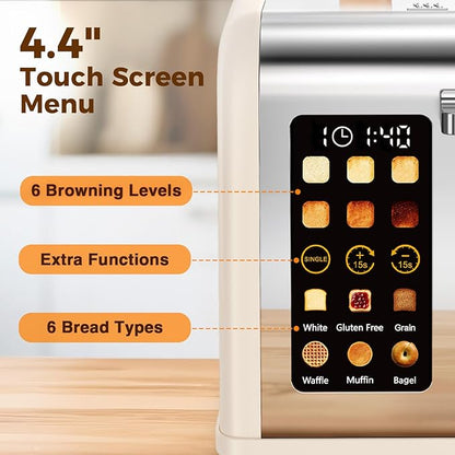 2 Slice Easy Touch Screen Toaster, Stainless Steel Toaster - Image 3