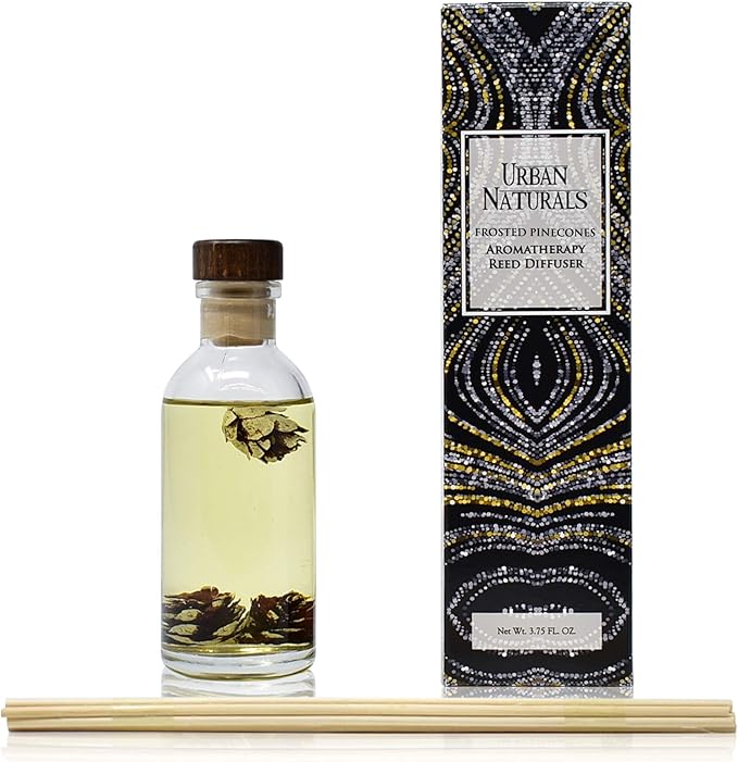 Urban Naturals Frosted Pinecones Holiday Scented Reed Diffuser Oil Gift Set | - Image 2