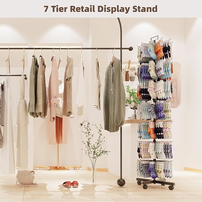 YEOOE Retail Display Racks 7 Tier Spinning Display Stand, Movable Shop Spinner - Image 5
